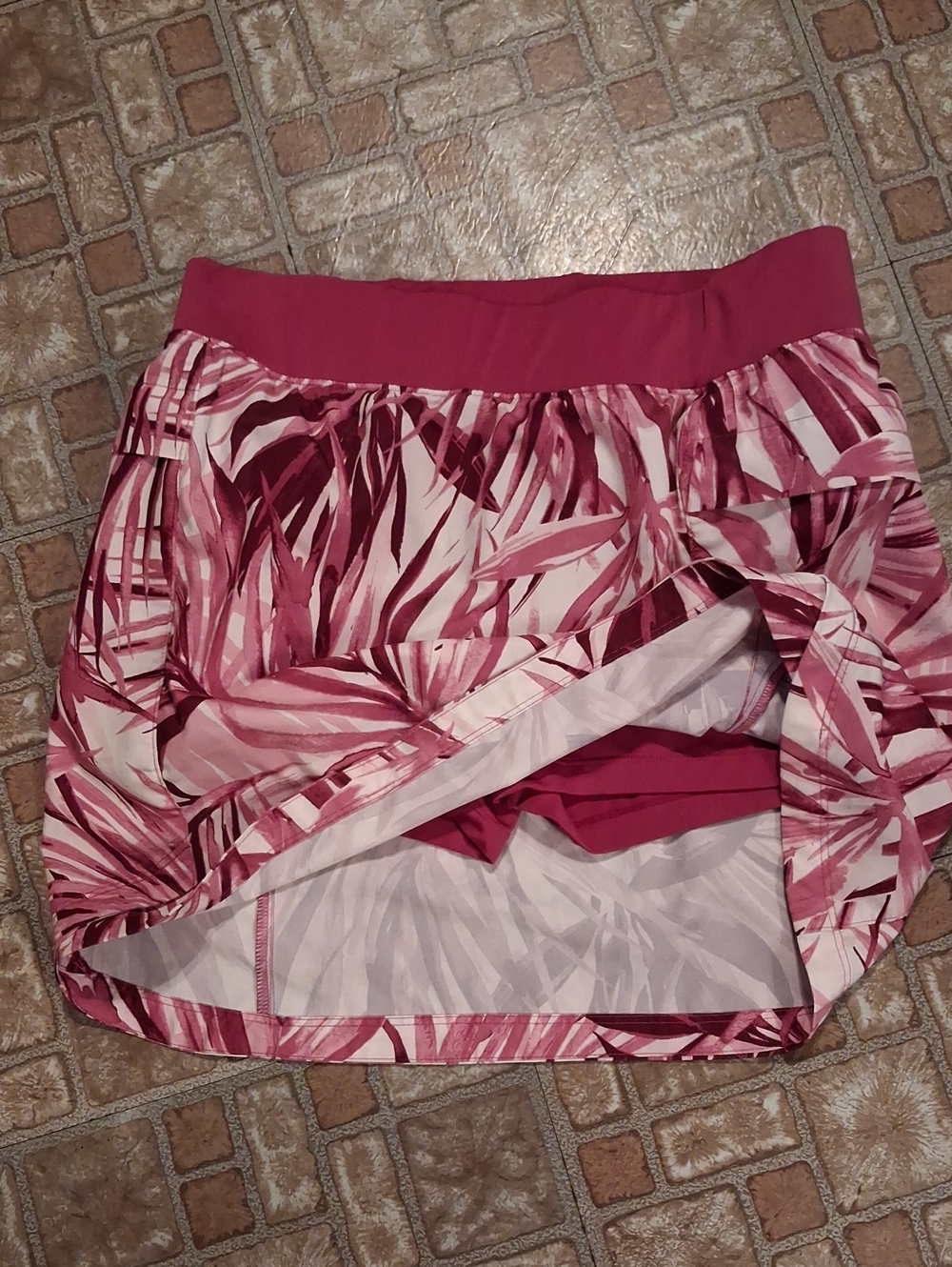 Reel Legends Pink Printed Active Skort with Magenta Waistband